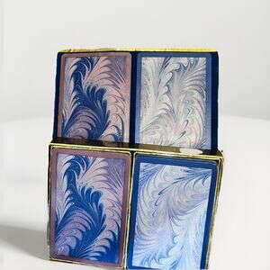 Vintage Congress Playing Cards Double Deck Marbled Velvet Box Made In Spain